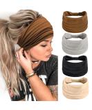 4-Pack Women's Elastic Hair Bands - Boho Knot Head Wraps for Yoga & Running - Single Color - Buy Online on GoSupps.com