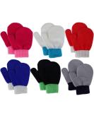 Jupsk Toddler Mittens Winter Warm Knitted Gloves Magic Stretch Color Contrast Gloves for Baby Kids Boys Girls 1 2 3 4 Years Old 6 Pairs - Buy Online on GoSupps.com