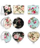 Vintage Peony Pattern Compact Mirrors Set - 9 Pcs Portable Travel Mirror for Women & Girls - Buy Online on GoSupps.com