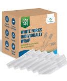 Safeware 500 Pcs Individually Wrapped White Plastic Forks - Medium Weight for Party, BBQ, Picnic, Home, Office, Restaurant Use - Buy Online on GoSupps.com