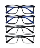 Opulize Ink Long-Distance Glasses - 4 Pack Rectangular Frame Scratch-Resistant Spring Hinges - Stylish Black & Gray for Men - Perfect for Vision Correction - Buy Online on GoSupps.com