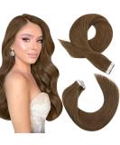 Moresoo 16 Inch Chestnut Brown Tape in Human Hair Extensions, 20 Pieces/50g - #8 Brown Real Hair Extensions - Buy Online on GoSupps.com