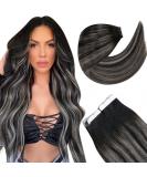 Autumn Deal: LAAVOO 16 Real Hair Tape Extensions - Black Ombre Silver Seamless Skin Weft (50g/20pcs) - Buy Online on GoSupps.com