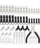 85 Pieces Zipper Repair Kit Zipper Replacement Zipper with Instruction Manual and Zipper Install Pliers Tool for Sewing Luggage Jackets Coat Jeans  Black and Silver - Buy Online on GoSupps.com