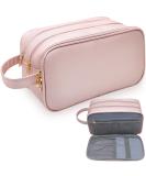 BAIMAY Travel Makeup Bag - Water Resistant Eco Leather Toiletry Bag for Women - Pink, Perfect for Full Size Toiletries - Ideal Easter & Birthday Gift - Buy Online on GoSupps.com