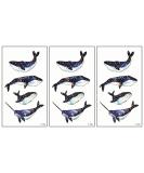 ONCEX Mini 3 Sheets Realistic Whale Temporary Tattoos - Body Painting Stickers for Men and Women - Lower Back, Shoulder, Neck, Arm - 3D Fashion Design - Buy Online on GoSupps.com