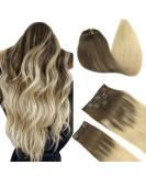 Doores Real Hair Extensions Clip In - Ash Brown to Platinum Blonde 22 Inch (55cm) 150g Remy Hair Thick Natural Look - Buy Online on GoSupps.com