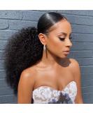 16 Inch Afro Kinky Curly Human Hair Ponytail for Black Women - 10A Brazilian Virgin Hair, 180% Density, Clip-in Drawstring Extension - Natural 4C Black Color - 120G, Pack of 1 - Buy Online on GoSupps.com