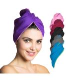 Fit -flip hair turban set microfiber - 2 pieces absorbent and quick -drying - special turban towel as well as hair towel (purple pink) 2 pieces 02 - purple with pink seam - Buy Online on GoSupps.com