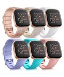 6 Pack Sport Bands Compatible with Fitbit Versa 2 / Fitbit Versa / Versa Lite / Versa SE  Classic Soft Silicone Replacement Wristbands for Fitbit Versa Smart Watch Women Men (6 Pack B  Small) Small Glistening Rose Gold/Glistening Champagne Gold/White/Lave - Buy Online on GoSupps.com