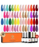 Modelones 32Pcs Gel Nail Polish Set 28 Colors Summer Neon Gel Polish with Glossy& Matte Gel Top Coat No Wipe Base Coat Nail Primer Glitter Pink Shimmer Colors Nail Polish Gift DIY Home - Buy Online on GoSupps.com