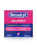 Benadryl Ultratabs Antihistamine Allergy Relief with Diphenhydramine HCl 24 Count - Buy Online on GoSupps.com