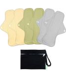 Wegreeco 6 Pcs Reusable Menstrual Pads - Ultra Absorbent Bamboo Fleece Cloth Pads for Period - Nonslip Panty Liners + Wet Bag - Mustard Yellow Grey Beige - Medium (Pack of 6) - Buy Online on GoSupps.com
