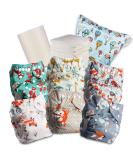 Littles and Bloomz Baby Reusable Cloth Diaper Set - 6 Nappies + 6 Inserts + Bamboo Liner + Wet Bag - Buy Online on GoSupps.com