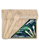 LoengMax Disposable Wooden Forks - 100PCS 6 Length - Eco Friendly & Compostable - Natural Wood Cutlery - Buy Online on GoSupps.com