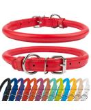 Collardirect Handmade Round Leather Dog Collar - Soft Padded Real Leather for Small & Big Dogs - Available in Black Pink Red Purple Blue (15-18 cm) - Buy Online on GoSupps.com