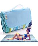 Extra Large Beach Blanket - Sandproof, Waterproof Outdoor Picnic Mat in Blue Line Design - Buy Online on GoSupps.com