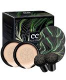 2PCS Mushroom Head Air Cushion CC & BB Cream | Long-Lasting Moisturizing Concealer & Makeup Base | Easy Application with Mushroom Sponge - Natural Finish - Buy Online on GoSupps.com