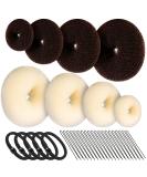 8pcs Hair Donut Bun Maker, FANDAMEI Hair Bun Maker Set with 4pcs Dark Brown &4pcs Beige Donut Bun Makers (2 extra-large, 2 large, 2 medium and 2 small), 5 pieces Hair Elastic Bands,20 pieces Hair Pins - Buy Online on GoSupps.com