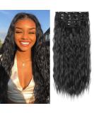 Clip in Hair Extensions REECHO 5PCS Brown Hair Extensions 24" Thick Long Loose Waves hair extensions HE002 Invisible Lace Weft Natural Soft Hairpieces for Women C Jet Black - Buy Online on GoSupps.com