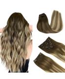 Doores Real Hair Clip In Extensions - Walnut Brown to Ash Brown & Bleach Blonde 55cm (22 inch) - 9 Pieces Remy Straight Thick Hair - Buy Online on GoSupps.com
