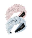 QIANXUAN Fashion White Pearl Wide Headbands for Women - 2 Pack Top Knot Headbands - Buy Online on GoSupps.com