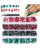 Kalolary Green Nail Rhinestones | Christmas 3D Flatback Red Crystal Charm Stones | Tweezer & Picker Set | DIY Acrylic Nail Art Decoration - Buy Online on GoSupps.com