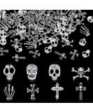 Linyuthia 80 Piece 3D Skull Cross Nail Charms - Halloween Silver Nail Stickers for Women and Girls | Skeleton Hand Cross Metal Nail DIY - Buy Online on GoSupps.com