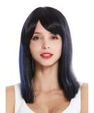 Wig Me Up VK-5 1BHF22 - Women's Long Ponytail Wig with Black-Blue Highlights | Shoulder Length Synthetic Hair - Buy Online on GoSupps.com