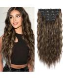 REECHO Clip in Hair Extensions - 5PCS Brown 24 Thick Long Loose Waves HE002 - Invisible Lace Weft Natural Soft Hairpieces for Women - Dark Brown with Highlights - Buy Online on GoSupps.com