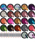 Duufin 22 Color Chrome Nail Powder Set - Metallic Mirror Effect & Holographic Aurora with 22 Eyeshadow Sticks - Buy Online on GoSupps.com