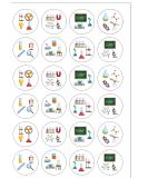 24 Pre-Cut Round Science Biology Chemistry Physics Themed Edible Wafer paper Cake Toppers Decorations - Buy Online on GoSupps.com