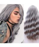 FVCENT 27-Inch Long Curly Gray Synthetic Wig with Bangs for Women & Girls - Charming & Stylish - Buy Online on GoSupps.com