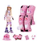 BAZPO Kids Glow in The Dark Knee and Elbow Pads Set - Princess Unicorn Guards (S-Size) | Reflective Skateboard Roller Skate and Bike Pads for Girls 3-5 Years - Buy Online on GoSupps.com