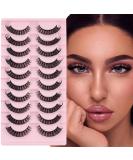 3D Russian Strip Fake Lashes - Cat Eye D Curl Fluffy - 10 Pairs Natural Look Faux Mink Eyelashes | LTJ24 - Buy Online on GoSupps.com