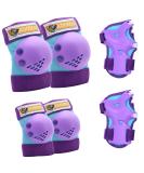 Kids Protective Gear Set for Sports, Roller Skates, Cycling - Blue/Purple - Youth Knee Pads, Elbow Pads, Wrist Guards - Ages 6-15 - Buy Online on GoSupps.com