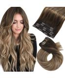 Moresoo Real Hair Clip-in Extensions - Balayage Remy Ombre Double Tress Dark Brown to Ash Blonde (#4/10/16) 5PCs/80g 30cm - Premium Quality Hair Extensions for All Hair Types - Buy Online on GoSupps.com