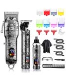 Suttik Hair Clippers for Men Beard Trimmer Nose Hair Trimmer Set of 3, Professional Cordless Barber Clippers for Hair Cutting Grooming Kit, Rechargeable, LCD Display, Gift for Men Gray - Buy Online on GoSupps.com