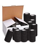 TOBWOLF 12PCS Self Adherent Bandage Wrap - Black, 4x5yd, Breathable Sports Tape for Wrist, Ankle, Knee, Leg Sprains - Elastic Cohesive Bandage for Swelling - Pack of 12 - Buy Online on GoSupps.com