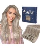 FSHINE Real Hair Clip-In Extensions 40cm 16 inch - 120g Dirty Blonde Highlights | Remy Quality Eechthaar #18p613 - Buy Online on GoSupps.com