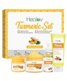 Turmeric Skincare Set | Brightening & Acne Solutions | Cleanser Body Scrub Face Cream & Serum - Buy Online on GoSupps.com