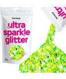 Hemway Premium Ultra Sparkle Lime Green Holographic Glitter - Multi-Purpose Metallic Flake for Arts Crafts Nails and Festivals - 100g Super Chunky (1/8 3mm) - Buy Online on GoSupps.com