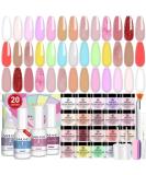 Saviland Dip Powder Nail Kit - 20 Transparent Colors with Dip Liquid Set | Long Lasting Manicure Starter Kit for Home DIY Nail Art - 02 Light Colors - Buy Online on GoSupps.com
