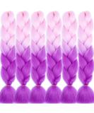 LDMY Ombre Pink to Purple Jumbo Braiding Hair Extensions - 24 Inch 6pcs Pack Synthetic Jumbo Braids for Women - Buy Online on GoSupps.com