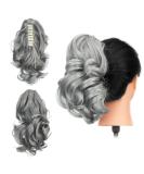 Gairyan 30cm Dark Gray Ponytail Hairpiece - Long Curly Claw Clip & Braid Extensions for Women | Synthetic Wavy Hair Extensions - Buy Online on GoSupps.com