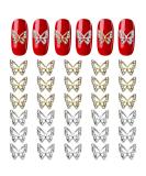 JERCLITY 30-Piece 3D Gold & Silver Butterfly Nail Charms with Clear Rhinestones - Metal Butterfly Nail Studs & Jewels for Nails - Buy Online on GoSupps.com