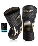 Copper Knee Support for Women/Men 2 Pack - Best Knee Brace Compression Sleeve Support for Arthritis Knee Pain Meniscus Tear ACL MCL Joint Pain Relief Running Sports Squats M Copper-Black - Buy Online on GoSupps.com