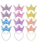 Juexica 12 Packs Sequin Crown Headband Glitter Headbands Princess Party Favors Elastic Tiaras for Girls Crowns Little Bling Accessories Women Birthday Pink Blue Purple Yellow Champagne Silver - Buy Online on GoSupps.com
