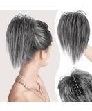colorfulpanda Claw Clip Short Ponytail Hair Extensions Messy Bun Clip in Hair Scrunchies Natural Straight Synthetic Hairpiece Hair Chignons black gray for Women Gray mix black - Buy Online on GoSupps.com
