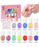 ETYJO Kids Nail Polish Set - 12 Rainbow Colors | Quick Dry Peel-Off Non-Toxic Varnish | Nail Art Sticker Gift Kit for Girls 3+ | Water-Based Children's Nail Polish - Buy Online on GoSupps.com